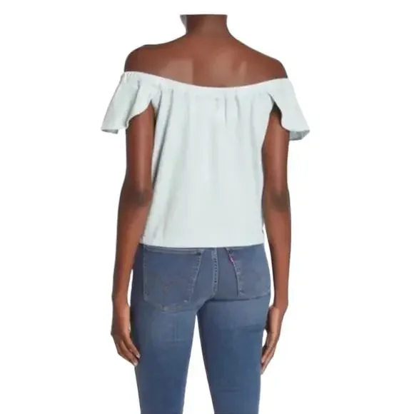 Madewell Texture & Thread Off-the-Shoulder Top - Faraway Sky - XS - Picture 3 of 12